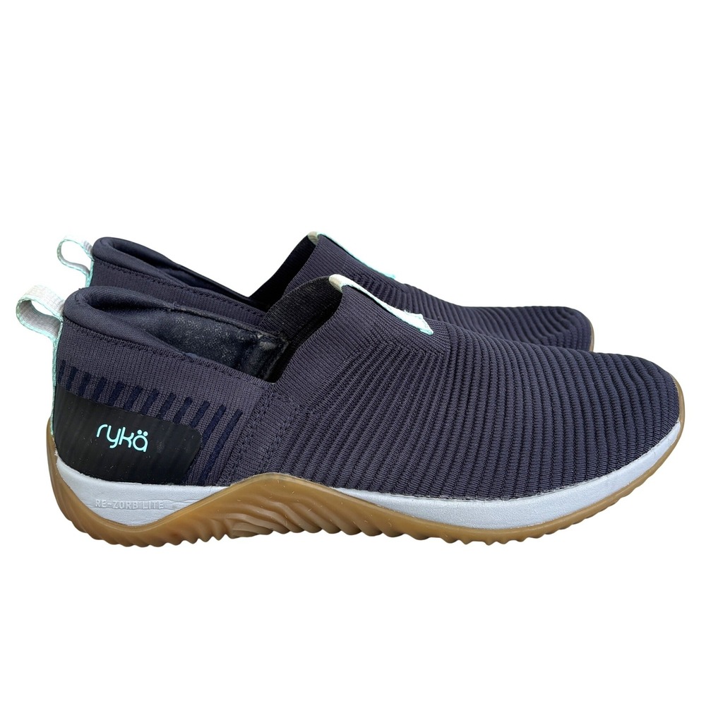Ryka Echo Knit Slip On Sneakers Womens 9M Navy Aqua Mint Re-Zorb Walking Shoes